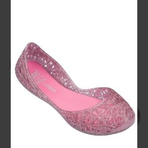MEL BY MELISSA CAMPANA ZIG ZAG FLAT SHOE PINK CANDY GLITTER